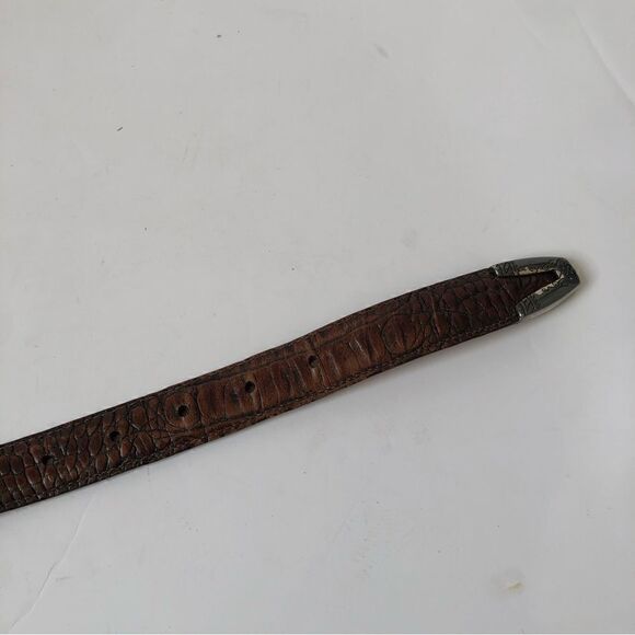 Brighton reptile print leather belt with silver finished buckle - Picture 7 of 8